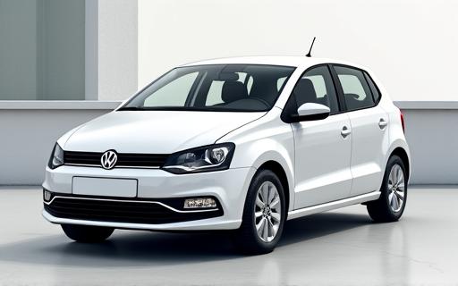 En hvit Volkswagen Polo.
